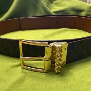 Michael Kors Leather Reversible Women's Belt Tan/Chocolate Brown